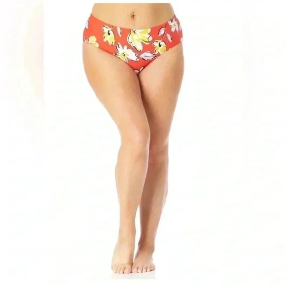 Catalina 2 Piece Bikini Set Orange Multicolor High Waisted Swimsuit Size Small - Picture 2 of 11